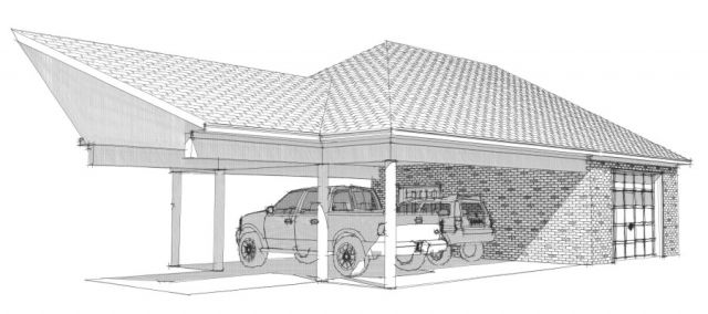 GP013-B1 3 Car Carport & Garage-0